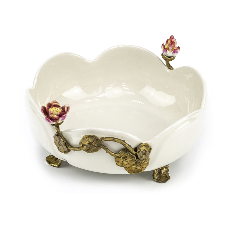Блюдо Dish White Flower Бронза Белый Блюдо Dish White Flower Бронза Белый в Липецке | Loft Concept