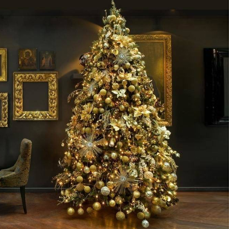 Дизайнерская Елка с Золотыми Новогодними игрушками Christmas Tree Golden Stars Золотой Зеленый Дизайнерская Елка с Золотыми Новогодними игрушками Christmas Tree Golden Stars Золотой Зеленый в Липецке | Loft Concept