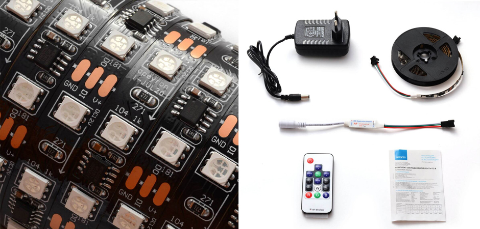Комплект светодиодной ленты 14,4W/m 60Led/m 5050SMD разноцветный 2M Комплект светодиодной ленты 14,4W/m 60Led/m 5050SMD разноцветный 2M - Loft-Concept в Липецке