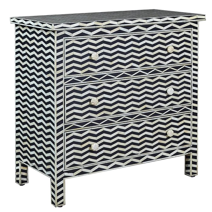 Комод инкрустация костью Inlaid Bone Chevron Белый Черный Комод инкрустация костью Inlaid Bone Chevron Белый Черный в Липецке | Loft Concept