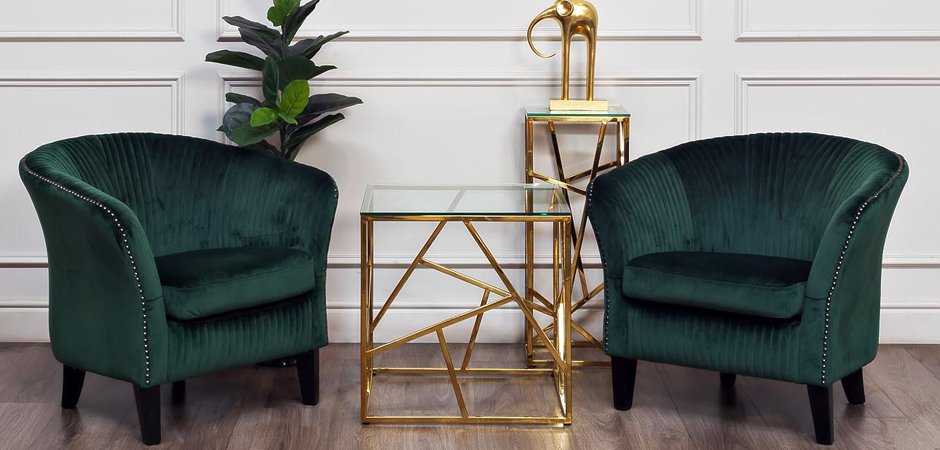 Приставной стол Serene Furnishing Gold Clear Glass Top Side Table Приставной стол Serene Furnishing Gold Clear Glass Top Side Table - Loft-Concept в Липецке