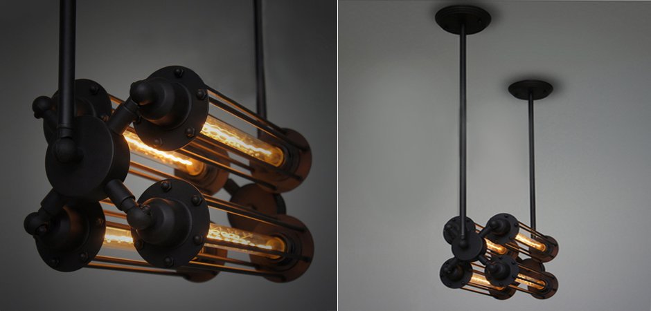 Подвесной светильник Loft Industrial Edison Cage Horizontal Quatro Подвесной светильник Loft Industrial Edison Cage Horizontal Quatro - Loft-Concept в Липецке