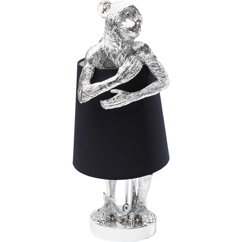Настольная лампа Silver Monkey Hugging Lampshade Серебряный Черный Настольная лампа Silver Monkey Hugging Lampshade Серебряный Черный в Липецке | Loft Concept