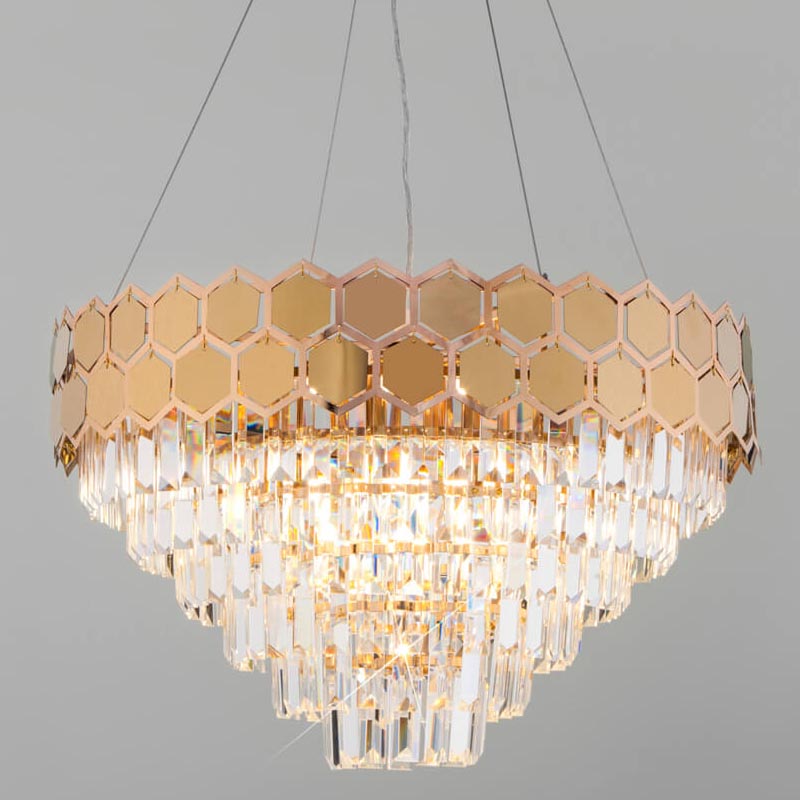 Люстра Hanging Hexagon Moira Chandelier gold Прозрачный (Transparent) Золотой Люстра Hanging Hexagon Moira Chandelier gold Прозрачный (Transparent) Золотой в Липецке | Loft Concept