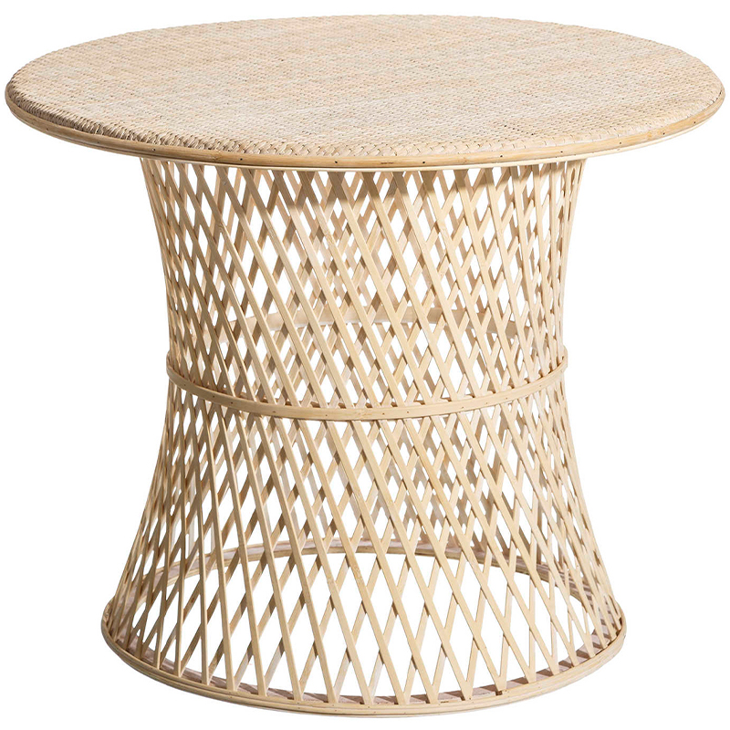 Круглый приставной стол из бамбука Woven Bamboo Side Table Бежевый Круглый приставной стол из бамбука Woven Bamboo Side Table Бежевый в Липецке | Loft Concept