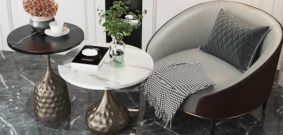 Приставной стол Cluster Surface Bronze White Stone Side Table Приставной стол Cluster Surface Bronze White Stone Side Table - Loft-Concept в Липецке