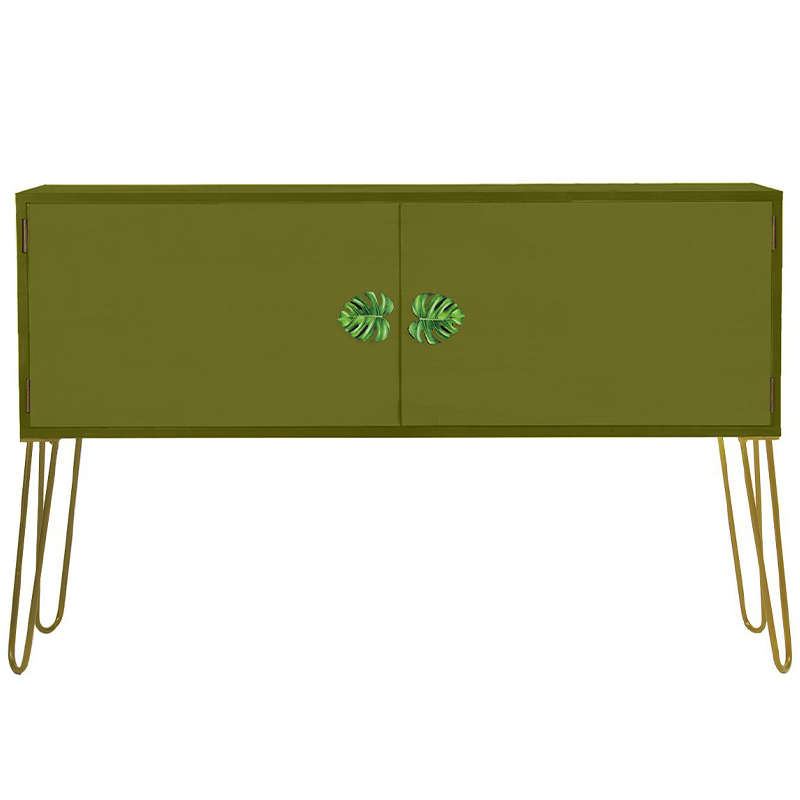 Комод длинный Monstera Green Chest of Drawers Зеленый Оливковый Комод длинный Monstera Green Chest of Drawers Зеленый Оливковый в Липецке | Loft Concept