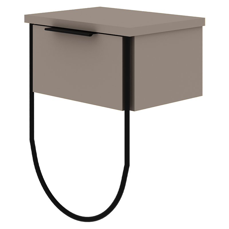 Прикроватная тумба бежево-серого цвета с откидной дверцей NORFOLK NIGHTSTAND LIGHT MOCHA Бежево-серый Черный Прикроватная тумба бежево-серого цвета с откидной дверцей NORFOLK NIGHTSTAND LIGHT MOCHA Бежево-серый Черный в Липецке | Loft Concept