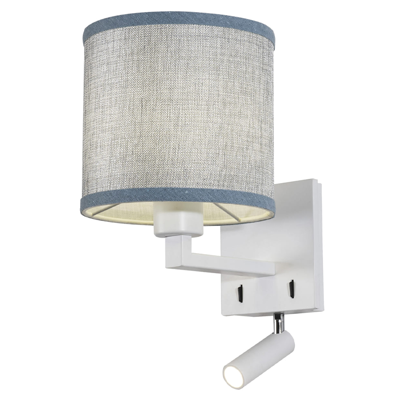 Бра с абажуром и поворотным спотом Trumpet Lamp White Серый Белый Бра с абажуром и поворотным спотом Trumpet Lamp White Серый Белый в Липецке | Loft Concept