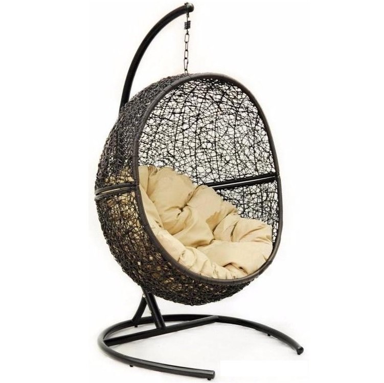 Подвесное уличное кресло Egg Cage Коричневый Кремовый Подвесное уличное кресло Egg Cage Коричневый Кремовый в Липецке | Loft Concept