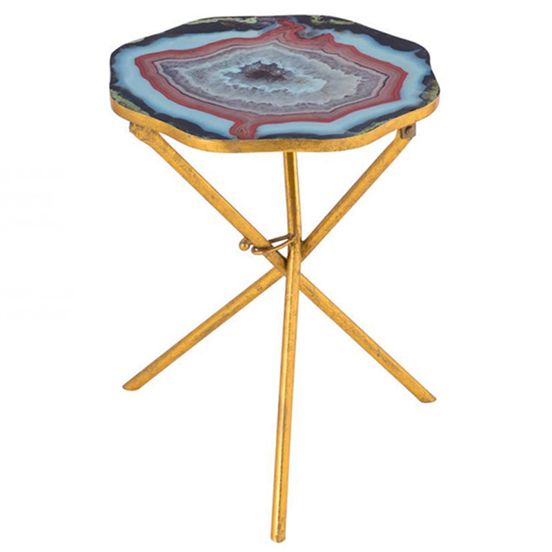 Приставной стол Agate Design Red Gold Side Table Золотой Мульти Приставной стол Agate Design Red Gold Side Table Золотой Мульти в Липецке | Loft Concept