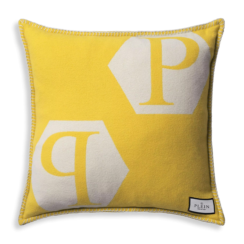 Подушка Philipp Plein Cushion Cashmere Yellow Желтый Белый Подушка Philipp Plein Cushion Cashmere Yellow Желтый Белый в Липецке | Loft Concept