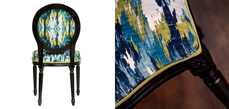 Мягкий стул с сине-зеленым узором Ikat Pattern Мягкий стул с сине-зеленым узором Ikat Pattern - Loft-Concept в Липецке
