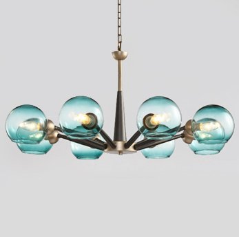 Люстра Thalia chandelier Blue glass Золотой Светло-голубой Черный Люстра Thalia chandelier Blue glass Золотой Светло-голубой Черный в Липецке | Loft Concept