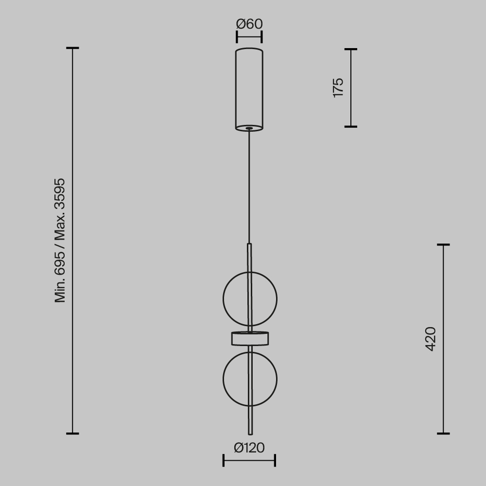 Подвесной светильник с плафоном из стекла с зеркальным градиентом Double Moon в Липецке