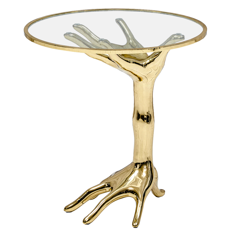 Приставной стол Amalia Hand Side Table Глянцевое золото Прозрачное Стекло Приставной стол Amalia Hand Side Table Глянцевое золото Прозрачное Стекло в Липецке | Loft Concept
