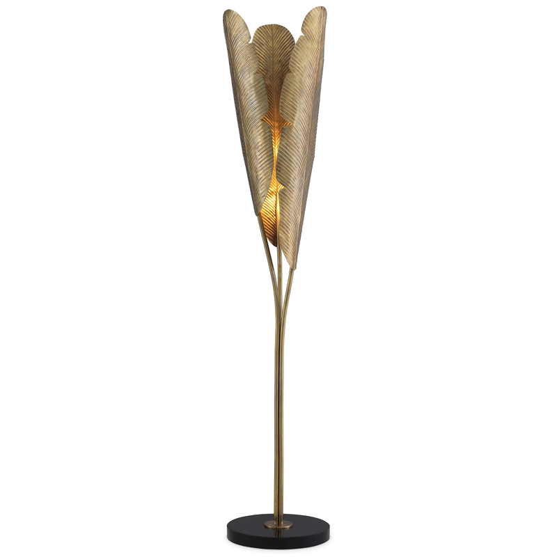 Торшер Eichholtz Floor Lamp Plantain Винтажная латунь Черный Торшер Eichholtz Floor Lamp Plantain Винтажная латунь Черный в Липецке | Loft Concept