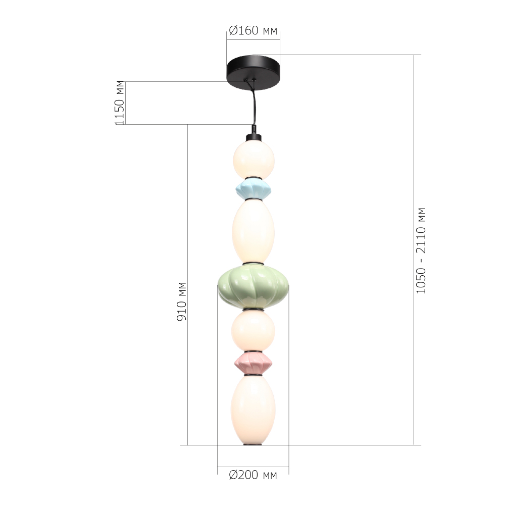 Подвесной светильник фигурный с керамическими элементами 32W LED Fragrant Light в Липецке