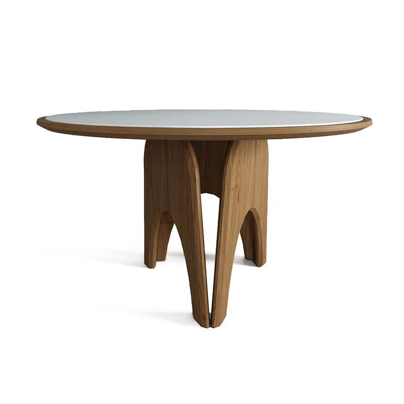 Обеденный круглый стол из дерева со столешницей из камня Pelican Dinner Table Древесина Белый Обеденный круглый стол из дерева со столешницей из камня Pelican Dinner Table Древесина Белый в Липецке | Loft Concept