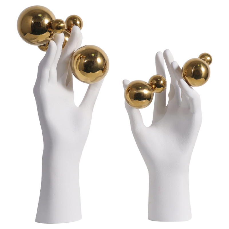Декоративная статуэтка Hand with Spheres Statuette Белый Глянцевое золото Декоративная статуэтка Hand with Spheres Statuette Белый Глянцевое золото в Липецке | Loft Concept