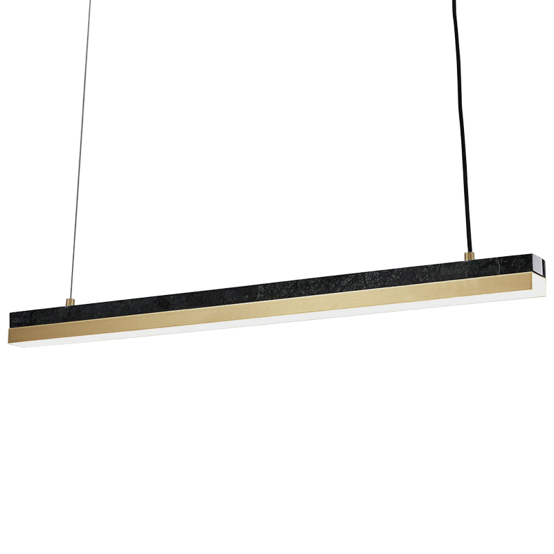 Линейный подвесной светильник Dominik Marble Linear Hanging Lamp Черный Мрамор Nero Золотой Линейный подвесной светильник Dominik Marble Linear Hanging Lamp Черный Мрамор Nero Золотой в Липецке | Loft Concept