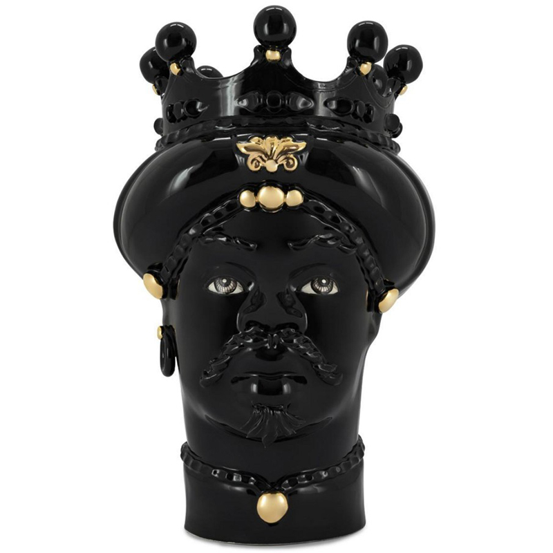 Ваза Vase Moro Man All Black and Gold Черный Золотой Ваза Vase Moro Man All Black and Gold Черный Золотой в Липецке | Loft Concept