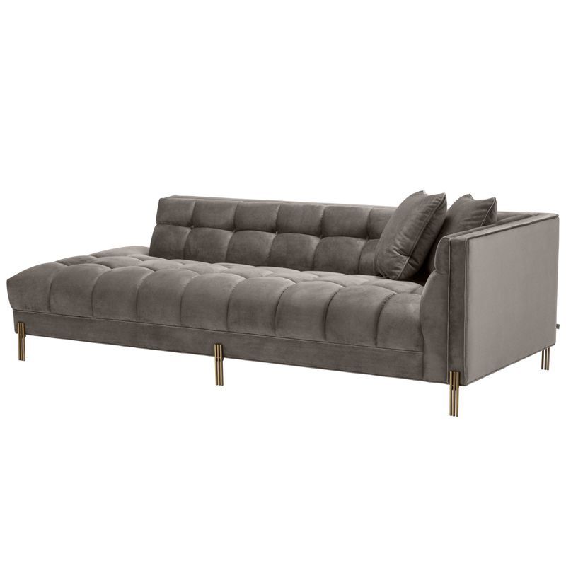 Кушетка Eichholtz Lounge Sofa Sienna Right Серый Матовая латунь Кушетка Eichholtz Lounge Sofa Sienna Right Серый Матовая латунь в Липецке | Loft Concept