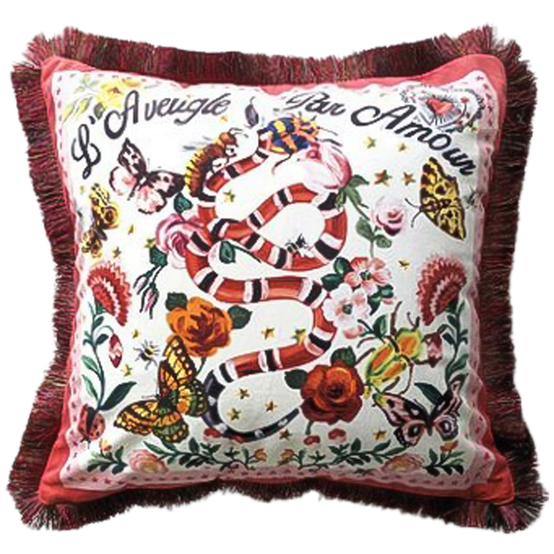 Декоративная подушка Cтиль Gucci Micrurus Мульти Бежевый Декоративная подушка Cтиль Gucci Micrurus Мульти Бежевый в Липецке | Loft Concept