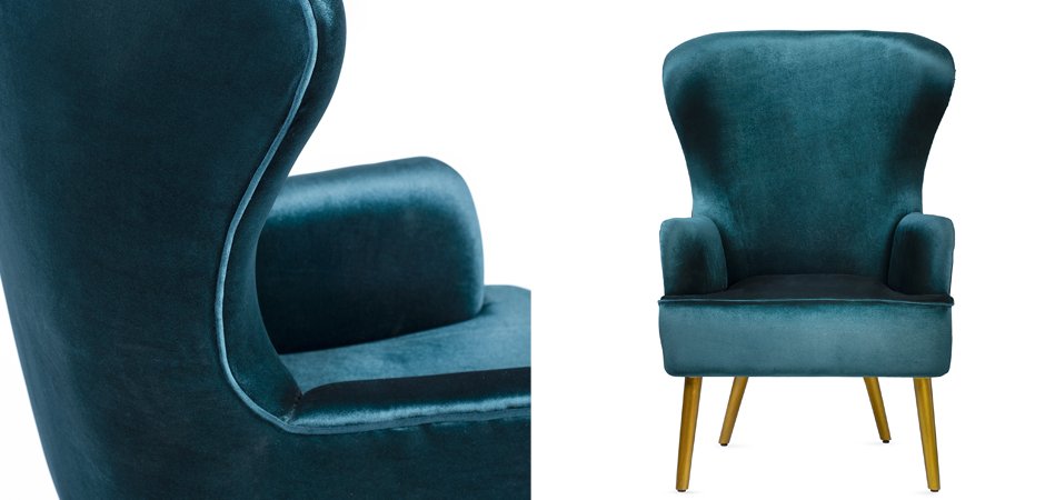 Кресло Wingback Dining Chair turquoise velor Кресло Wingback Dining Chair turquoise velor - Loft-Concept в Липецке