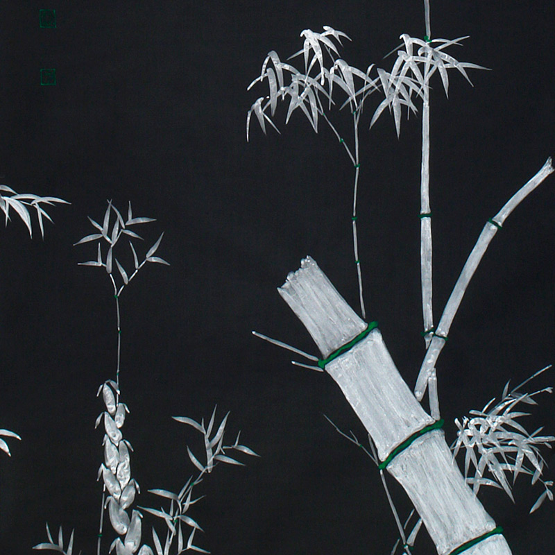 Обои ручная роспись Bamboo Argent on Pitch dyed silk Обои ручная роспись Bamboo Argent on Pitch dyed silk в Липецке | Loft Concept
