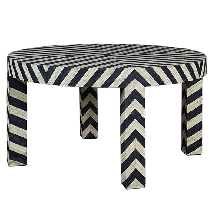 Кофейный стол Inlaid Bone Zigzag Белый Черный Кофейный стол Inlaid Bone Zigzag Белый Черный в Липецке | Loft Concept