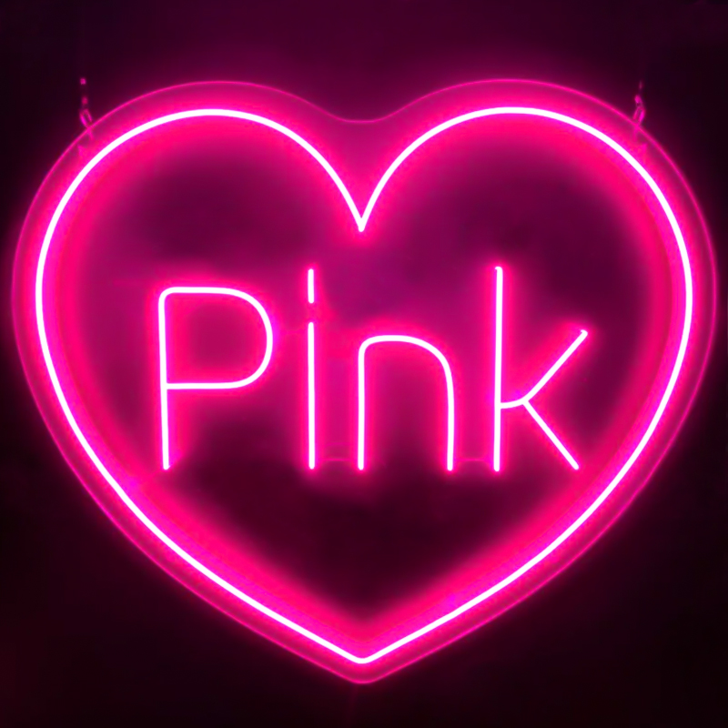Неоновая настенная лампа Pink Heart Neon Wall Lamp Розовый Прозрачный Неоновая настенная лампа Pink Heart Neon Wall Lamp Розовый Прозрачный в Липецке | Loft Concept