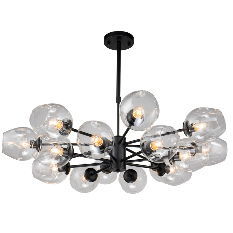 Люстра Branching Bubble Chandelier black 16 Черный Прозрачный Люстра Branching Bubble Chandelier black 16 Черный Прозрачный в Липецке | Loft Concept