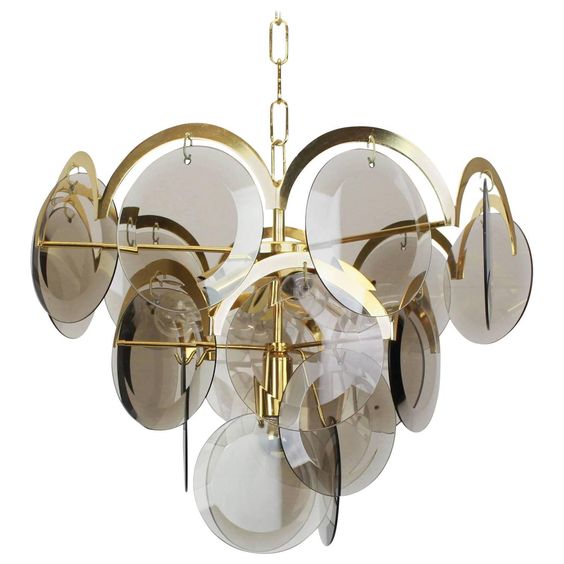 Люстра 1960S VISTOSI SMOKED GLASS DISC CHANDELIER Золотой Стекло Смок Люстра 1960S VISTOSI SMOKED GLASS DISC CHANDELIER Золотой Стекло Смок в Липецке | Loft Concept