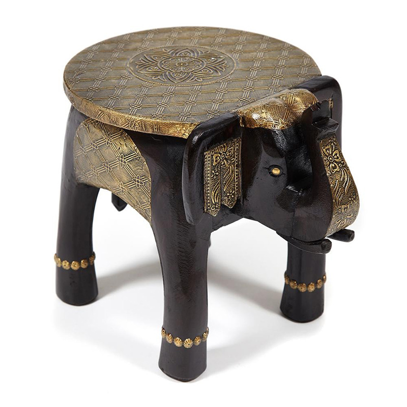 Журнальный стол Antique Indian Brass Mango Wood Elephant Table Черный Латунь Журнальный стол Antique Indian Brass Mango Wood Elephant Table Черный Латунь в Липецке | Loft Concept