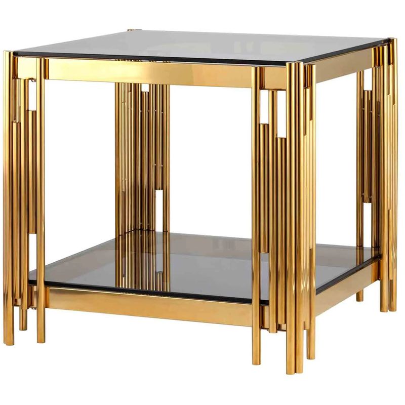 Стол приставной Collection ACCORD Gold Глянцевое золото Стекло Смок Стол приставной Collection ACCORD Gold Глянцевое золото Стекло Смок в Липецке | Loft Concept