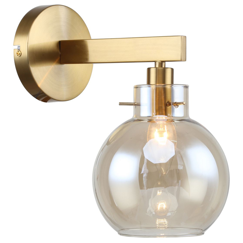 Бра с плафоном коньячного цвета Carmella Globe Brass Латунь Коньяк Бра с плафоном коньячного цвета Carmella Globe Brass Латунь Коньяк в Липецке | Loft Concept