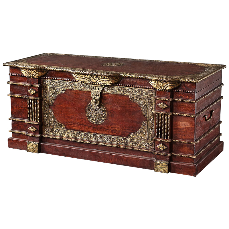 Сундук с латунной чеканкой Tejas Indian Inlaid Chest Коричневый Латунь Сундук с латунной чеканкой Tejas Indian Inlaid Chest Коричневый Латунь в Липецке | Loft Concept
