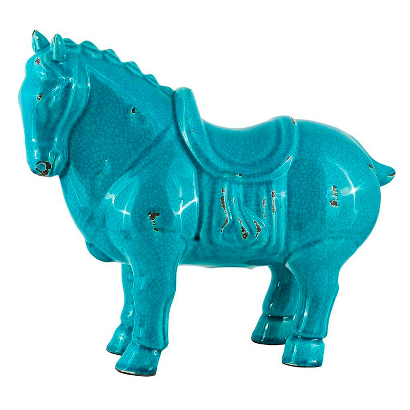 Фигурка керамика синяя лошадь большая Blue Horse Бирюзовый Фигурка керамика синяя лошадь большая Blue Horse Бирюзовый в Липецке | Loft Concept