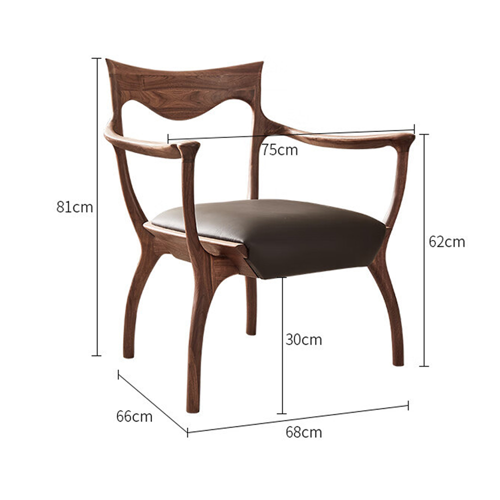 Стул деревянный с мягким сиденьем из коричневой натуральной кожи Moon Walnut Furniture Стул деревянный с мягким сиденьем из коричневой натуральной кожи Moon Walnut Furniture в Липецке