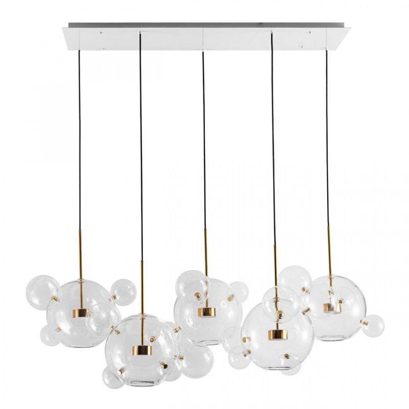 Линейный Светодиодный Светильник Giopato & Coombes Bubble Chandelier Linear Circle 5 плафонов Белый Золотой Прозрачное Стекло Линейный Светодиодный Светильник Giopato & Coombes Bubble Chandelier Linear Circle 5 плафонов Белый Золотой Прозрачное Стекло в Липецке | Loft Concept