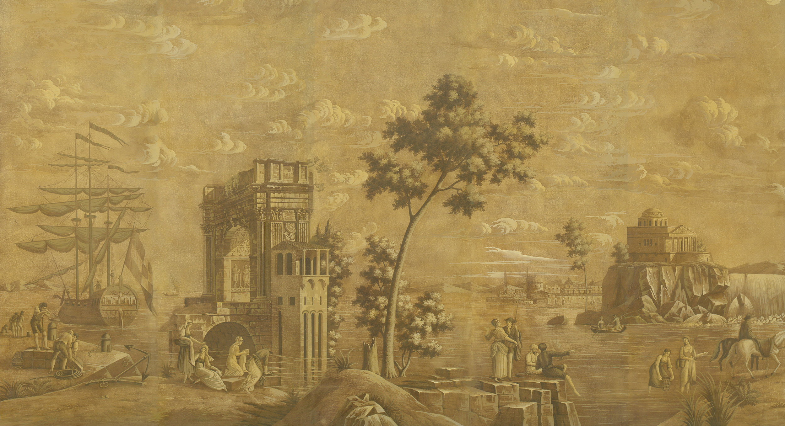 Обои ручная роспись Views of Italy Sepia Обои ручная роспись Views of Italy Sepia - постер Loft-Concept в Липецке