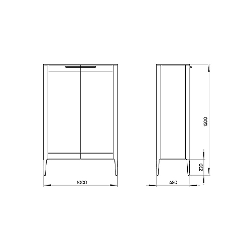 Витрина темно-серая с 2-мя стеклянными дверцами и 3-мя полками Type  в Липецке