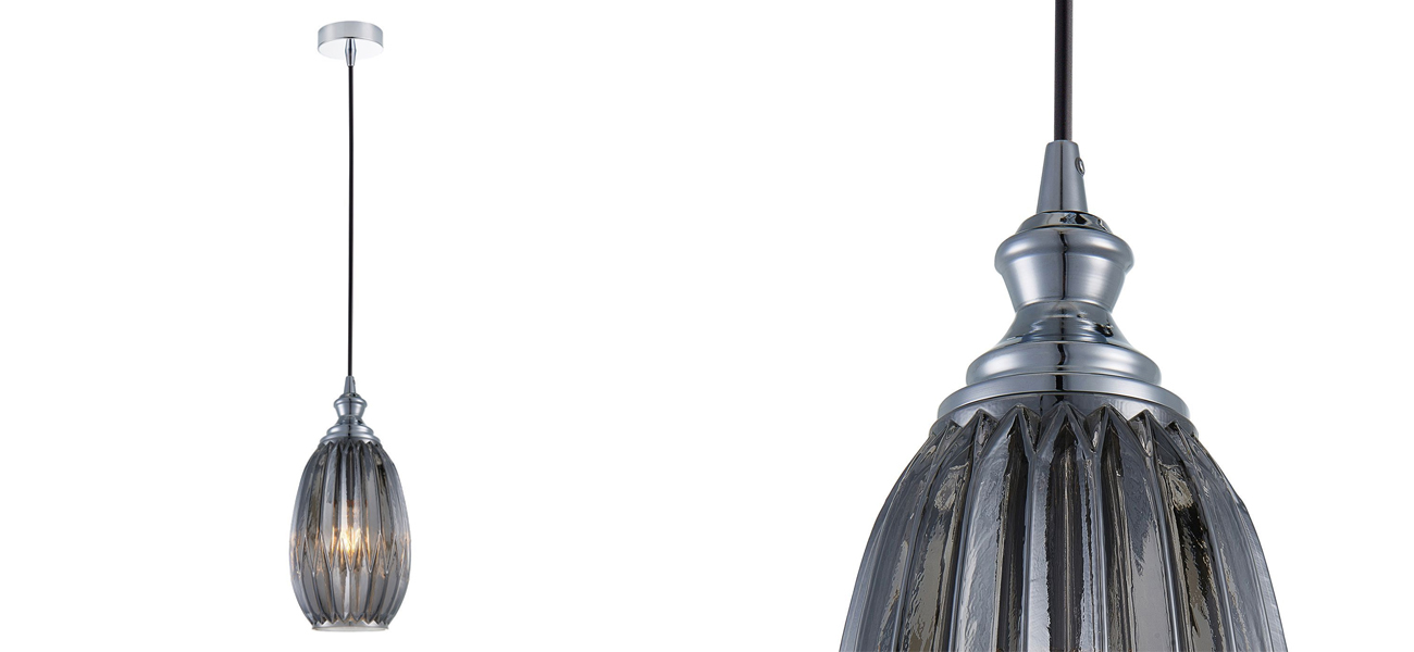 Подвесной светильник с рельефным зеркально-серым плафоном Eustoma 15 см - фото