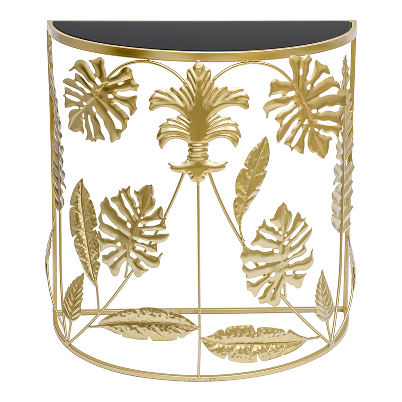 Консоль Tropical Gold Leaves Console Золотой Черный Консоль Tropical Gold Leaves Console Золотой Черный в Липецке | Loft Concept