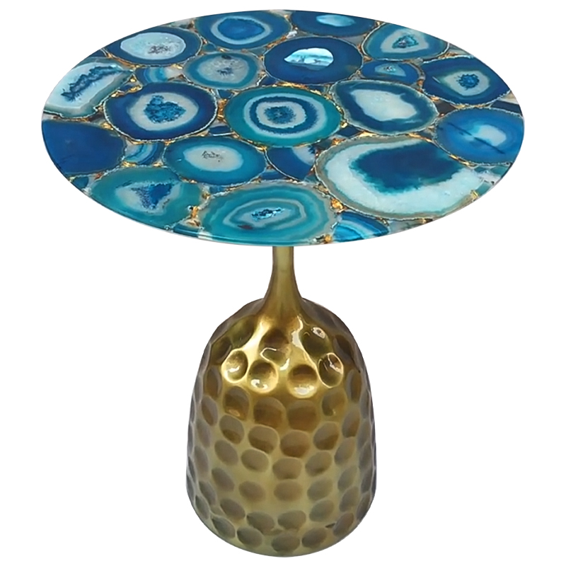 Приставной стол Cluster Surface Blue Agate Side Table Латунь Синий Бирюзовый Приставной стол Cluster Surface Blue Agate Side Table Латунь Синий Бирюзовый в Липецке | Loft Concept