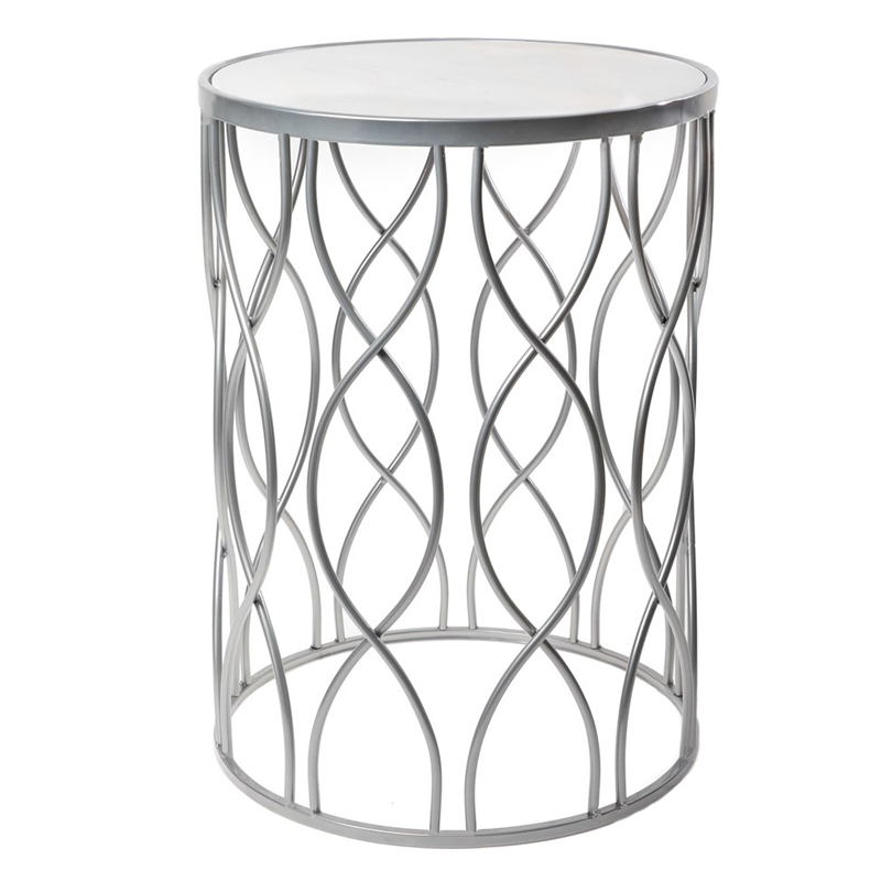 Приставной столик DNA Framing Table silver Серебряный Белый Мрамор Bianco Приставной столик DNA Framing Table silver Серебряный Белый Мрамор Bianco в Липецке | Loft Concept
