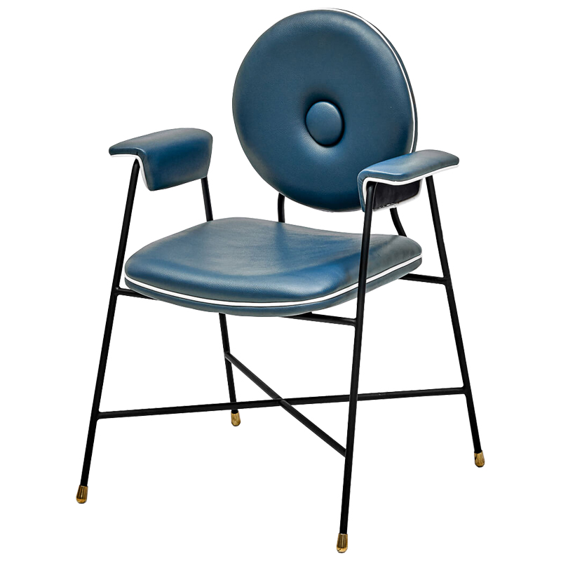 Стул с подлокотниками Oliver Chair II Черный Синий Стул с подлокотниками Oliver Chair II Черный Синий в Липецке | Loft Concept