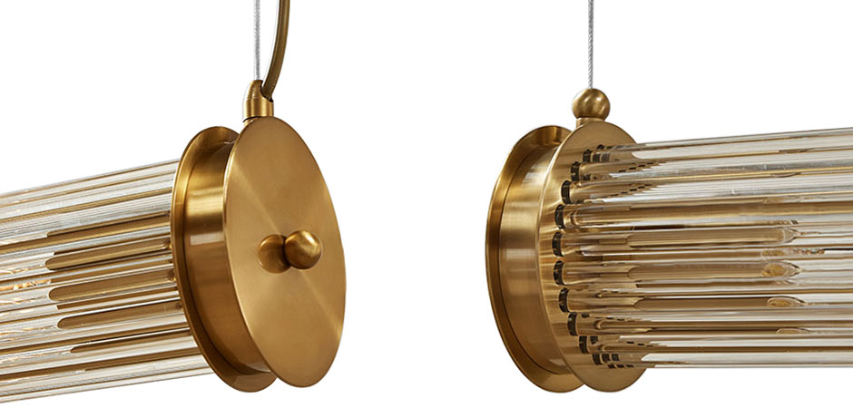 Подвесной светильник Glass TUBE Pendant Double Gold Подвесной светильник Glass TUBE Pendant Double Gold - Loft-Concept в Липецке