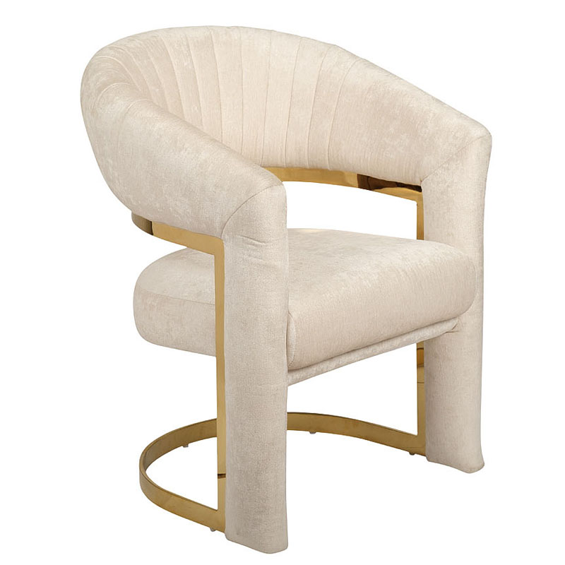 Полукресло Valbonne Chair cream velour Кремовый Глянцевое золото Полукресло Valbonne Chair cream velour Кремовый Глянцевое золото в Липецке | Loft Concept